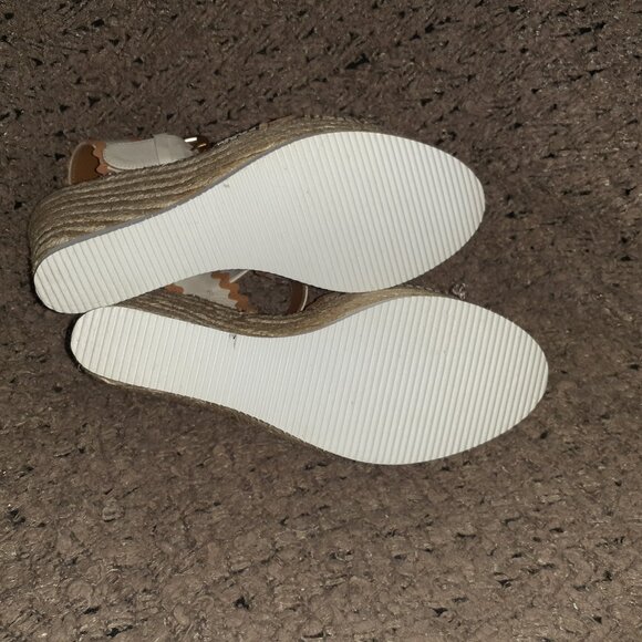 SEE BY CHLOÉ-Glyn Espadrille-Cream Leather w/Tan Trim-Sz 38-Near Mint - Picture 8 of 8